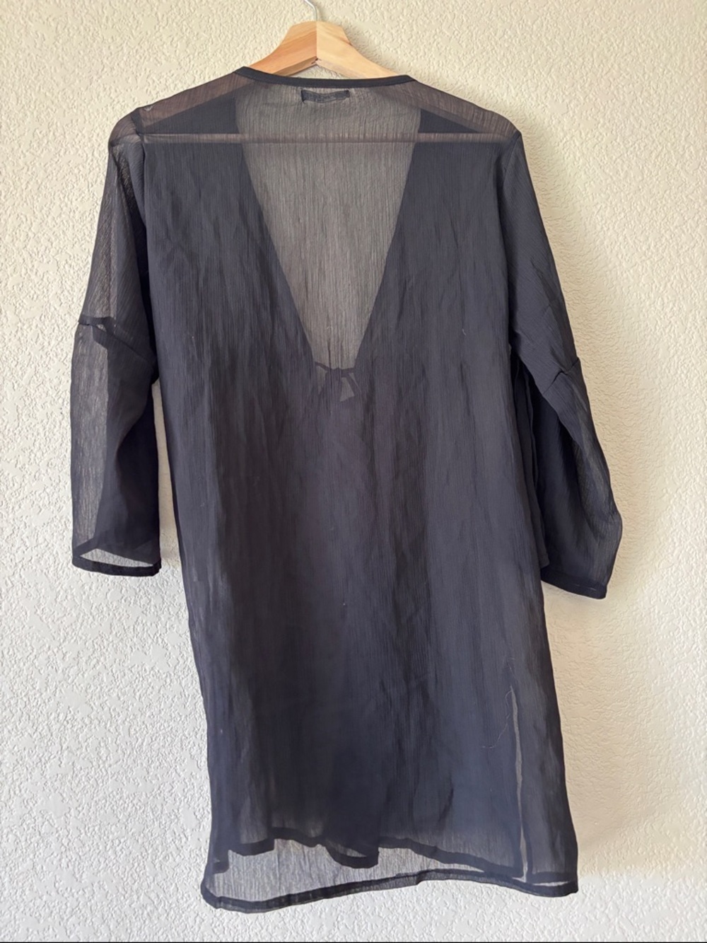 Paradise Sheer Black Tie-Front Cover-Up - Picture 2 of 2